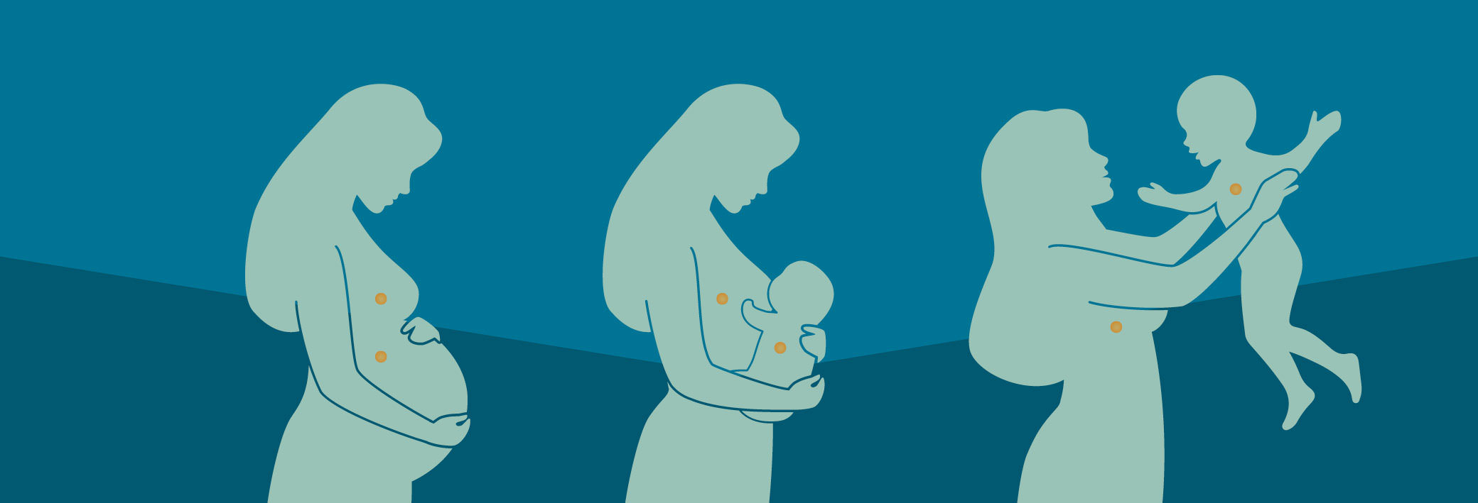 Illustration einer shwangeren Frau und eine Mutter mit Kind